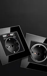 Розетка з заземленням SIXWGH та USB-портами Чорний (WH034B) - мініатюра 6