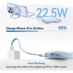 Зовнішній акумулятор Baseus EnerFill Qpow 3 Ultra 10000mAh 22.5W Blue (E0027L03) [152257] - мініатюра 4