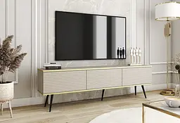 Тумба під телевізор Perfect Home Оро / Oro 3-дверна з чорними ніжками RTV175 MDF Бежевий (PFH-091348)