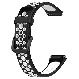 Силіконовий ремінець Primolux Perfor Classic для фітнес браслета Huawei Band 7- Black White - мініатюра 3