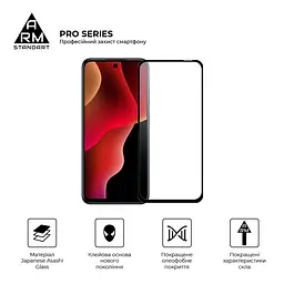 Захисне скло на Infinix Hot 50i Smart 9 з олеофобним покриттям, Pro, повне проклеювання, антистатичний і пиловідштовхуючий шар, 9H, самоклеючеся, 2.5D, на весь екран, антистатичний клей, ArmorStandart (ARM80936) - мініатюра 2