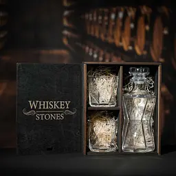 Подарунковий набір віскі Whiskey Stones №12 у дерев'яному пеналі - графин + склянки Bormioli Rocco Cassiopea - мініатюра 2