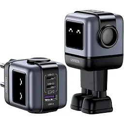 Зарядний пристрій 3xUSB 65W (2xUSB-C+USB-A) Gan Robot tech Fast Charger Сірий CD361 Ugreen (25685B) - мініатюра 5