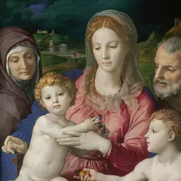 Інтер'єрна картина Свята Родина зі святою Анною, Бронзіно, Bronzino, Holy Family with St.Anne, релігійний декор, 60×48 см (id6965) - мініатюра 5