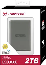 Портативний SSD Transcend 2TB USB 3.2 Gen 2x2 Type-C ESD360C R2000/W2000MB/s Сірий teh0019274 - мініатюра 3