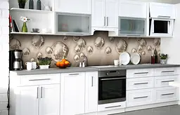 Кухонний фартух Сталеві бульбашки кулі сфери ПВХ 60х250 см Анотація Сірий Happy Pocket Z182351