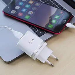 Мережевий зарядний пристрій Hoco 1USB C12Q 3 A White + USB Cable XiaomicroUSB - мініатюра 6
