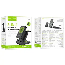 Power bank Hoco J149 3в1 5000mAh магнітний з функцією бездротової зарядки чорний - мініатюра 8