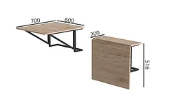 Стіл розкладний Олександр 2 Ferrum-decor 750x600x700 Чорний метал ДСП Дуб Сан-Марино 16 мм (FRD-104893) - мініатюра 3