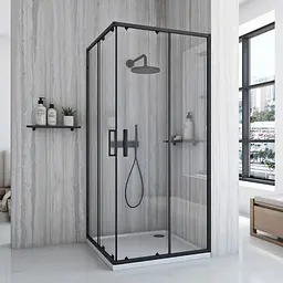 Душова кабіна Rea City 80x80 black REA-K6448, Чорний матовий, Універсальна, прозрачний, Чорний матовий - мініатюра 2