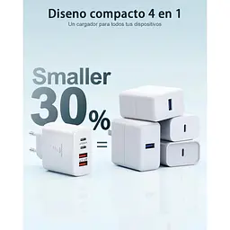 Швидкий зарядний пристрій USB C, 40 Вт 4 порти двопортовий PD+QC - мініатюра 6