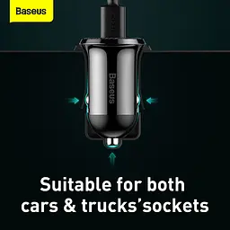 Зарядний 2 порти - адаптер автомобільний BASEUS Grain Pro Car Charger (CCALLP-02) біле - мініатюра 3