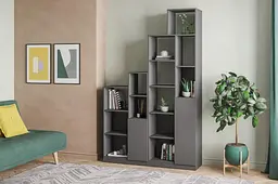 Стелаж Moreli Paul FPA-0001 з відкритою полицею та дверцятами 680х1300х370 мм Антрацит - мініатюра 2