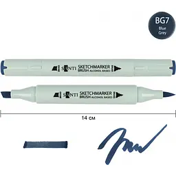 Набір спиртових маркерів Santi Brush SA-BG7 синьо-сірий 7, 6 шт. (390936) - мініатюра 2