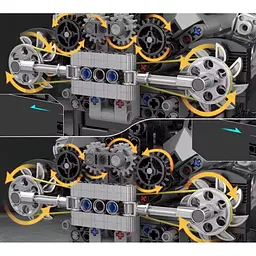 Конструктор Mould King Mking Двигун і коробка передач Turbocharged PAG V8 (10207) [161097] - мініатюра 3