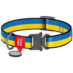 Нашийник для собак Waudog Nylon Colors of freedom, з QR паспортом, металева пряжка-фастекс, M, 24-40х2 см