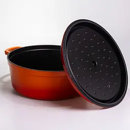 Кокотниця чавунна емальована 7,5 л, помаранчевий Yongkang HP-FLG-7 ORANGE - мініатюра 4