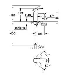 Змішувач для умивальника S-розміру Grohe Cubeo 1016990000 Хром - мініатюра 5