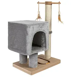 Happet Кігтеточка-будинок для котів, світло-сіра, 64x39x30 см (CT17)