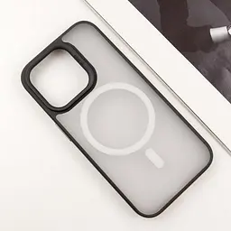 TPU+PC чохол Blueo Skin Friendly Frosted with MagSafe для Apple iPhone 16 Pro Max (6.9) Чорний / Белое кольцо - мініатюра 2