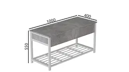 Банкетка з ящиком Ferrum-decor Дрейк 1 550x1000x400 метал Білий ДСП Бетон 16 мм (FRD-103058) - мініатюра 3
