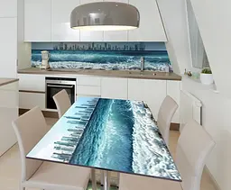 Вінілова наклейка на стіл Хвилі самоклеюча місто піна Море Синій 60х120 см Happy Pocket Z181762 - мініатюра 2