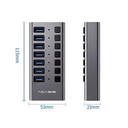 USB hub Acasis H707 на 7 портів USB 3.1 з окремими перемикачами (Сірий) - мініатюра 5
