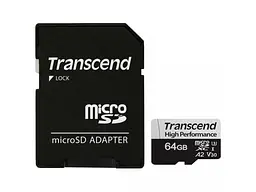 Карта пам'яті Transcend 350V High Endurance microSDXC UHS-I + SD Adapter 64 GB (TS64GUSD350V)