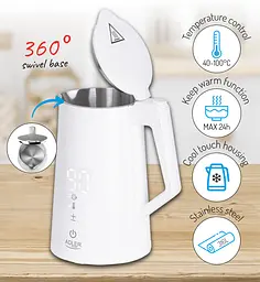 Електрочайник Adler AD 1345 white 1850-2200Вт 1.7л Strix встановлення температури - мініатюра 8