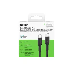 Дата кабель USB-C to USB-C 1.0m 240W black Belkin (CAB025HQ1MBK) - мініатюра 3