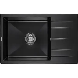 Мийка кухонна GRANADO NAVIA black shine з сифоном (775*495mm.) (gr3801)