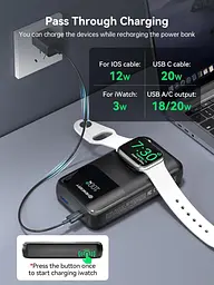 Портативний зарядний пристрій NEWDERY 2000 мАг для Apple Watch, блок живлення з вбудованими кабелями, PD 20 Вт швидка зарядка - мініатюра 5