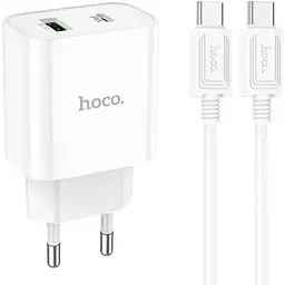 МЗП Hoco C80A Plus Rapido PD20W+QC3.0 (1USB-A/1C) + кабель Type-C to Type-C White