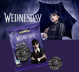 Шоколадні цукерки Halloween Wednesday Ravens Milk Chocolate 100г - мініатюра 3
