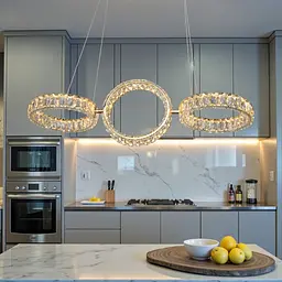 Кришталева LED-люстра кільця Diasha D8893/250x3B G, 68W, пульт, золото, 82 см - мініатюра 3