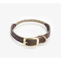 Шкіряний нашийник з канатиком для собак "Caviar Terra" XXS коричневий (обхват шиї 17-23см)