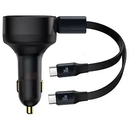 АЗП Baseus Enjoyment PD33W with retractable cables (2USB-C) (C00035500111) Black