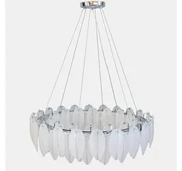 Велика підвісна люстра Artlight 21824-800CH хромована кругла на 16 ламп E14 з матовим скляним пір'ям - мініатюра 4