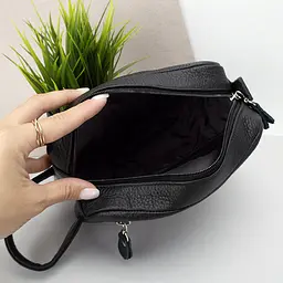 Косметичка чоловіча шкіряна HandyCover HC0029 чорна з ручкою - мініатюра 4