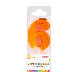 Свічка Maxi "6" із блискітками, що іскриться, 4,5 см, на торт (MX622081-6)