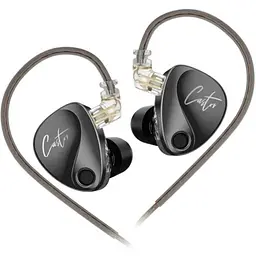 Вакуумні навушники KZ Castor Bass Hi-Fi дротові IEM з подвійним динамічним драйвером (Чорний)