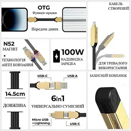 Кабель Rolling Square inCharge X 100W бежевий (X03WR) - мініатюра 5