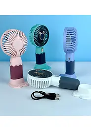 Вентилятор портативний настільний ZB088A Mini Fan з акумулятором та підставкаою для телефона USB - мініатюра 3