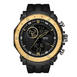 Чоловічий наручний годинник 6012 Black-Gold Sanda acs0030972