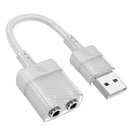 Зовнішня звукова карта Hoco LS37 Spirit 2 in 1 USB to 3.5 мм transparent external for earphones - мініатюра 2