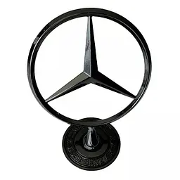 Емблема приціл на капот Mercedes-Benz-Benz Чорний матовий+напис W124 (РЕСТАЙЛ) W210 W202 W203 W204 W221 W211 W212 W222 метал (Завод) OEM a2108800186 - мініатюра 2