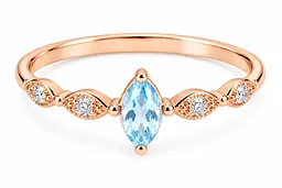 Золота каблучка Jewellery Continent з блакитним топазом "Маркіз" 17 (К-0924)