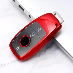 Чохол ключа Mercedes-Benz червоний+металева пряжка - мініатюра 2