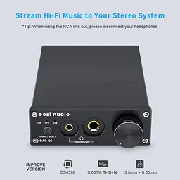 Конвертер звуку Fosi Audio DAC-Q5 - SPDIF/Coaxial на RCA / 3.5 mini-jack / 6.35 - мініатюра 2