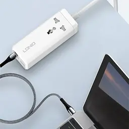Мережевий зарядний пристрій подовжувач Ldnio SC1418 2 USB/2 Type-C QC PD 1 розетка 2m білий - мініатюра 2